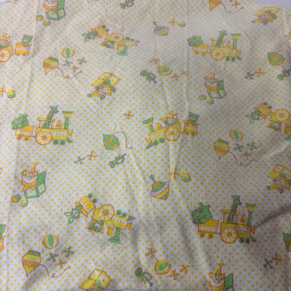 Vintage Carters Yellow Polka Dot Circus Train Crib Sheet Cover Cotton 24x38